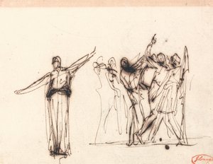 Multitud ante una profetisa de George Romney